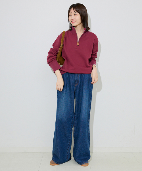 SLOBE IENA トレーナー スウェット クロップドハーフジップ裏毛