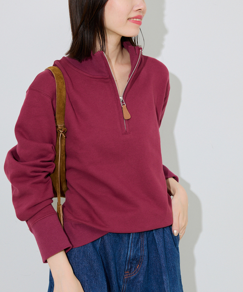 SLOBE IENA トレーナー スウェット クロップドハーフジップ裏毛