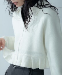 INDIVI GALLEST カーディガン フリルヘムジップカーディガン