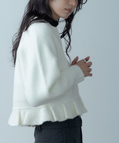 INDIVI GALLEST カーディガン フリルヘムジップカーディガン