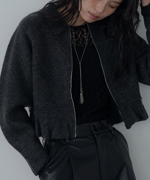INDIVI GALLEST カーディガン フリルヘムジップカーディガン