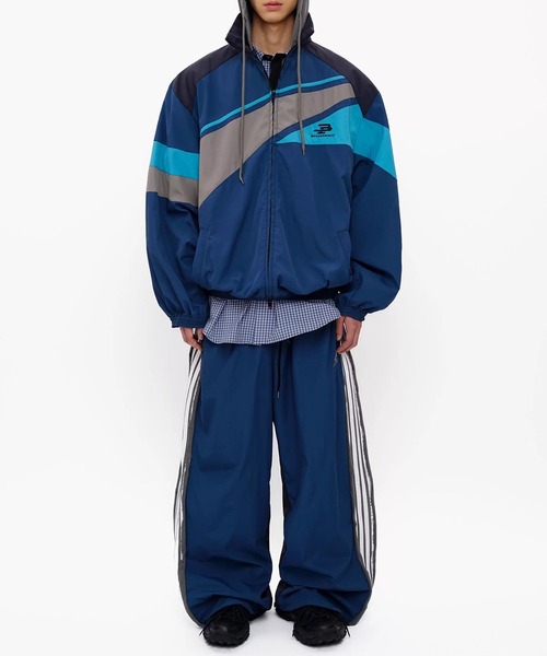 MASONPRINCE ナイロンジャケット オーバーサイズ フード付き ブロック