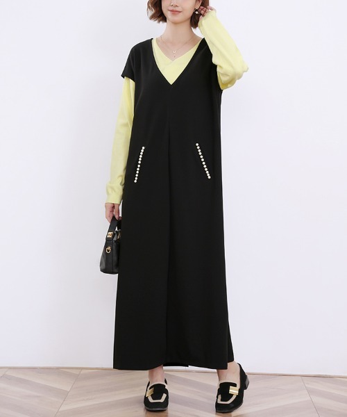 ReRe ワンピース ビックVネックオールインワン : ZOZOTOWN Yahoo!店