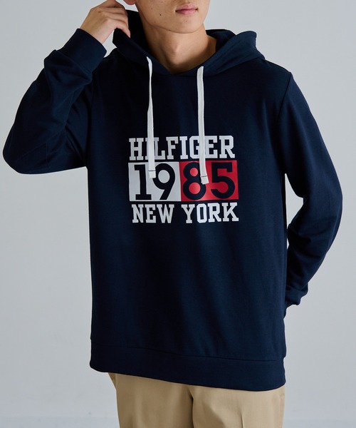 トミーフィルガー　デニム　裏起毛　パーカー　大きいサイズ TOMMY HILFIGER トミーヒルフィガー 裏起毛 ロゴプリント プルオーバー