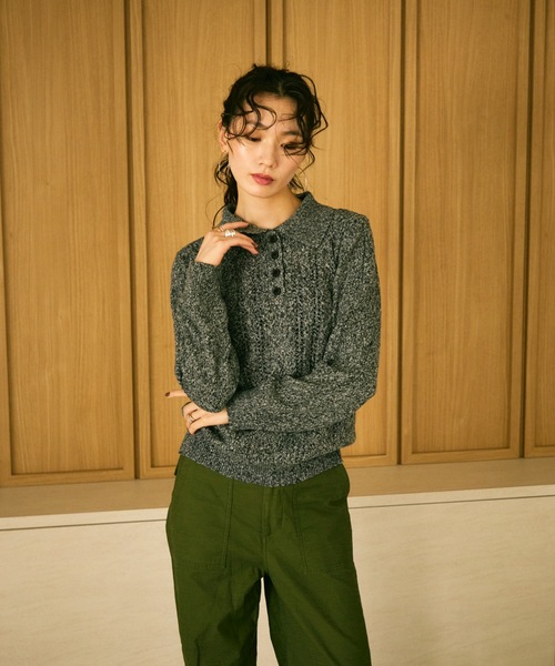 【新品未使用！タグ付き】ラルフローレン　ポロシャツ　ニットトップス　レディース ニット セーター Mixed melange polo knit / ミックスメランジポロ