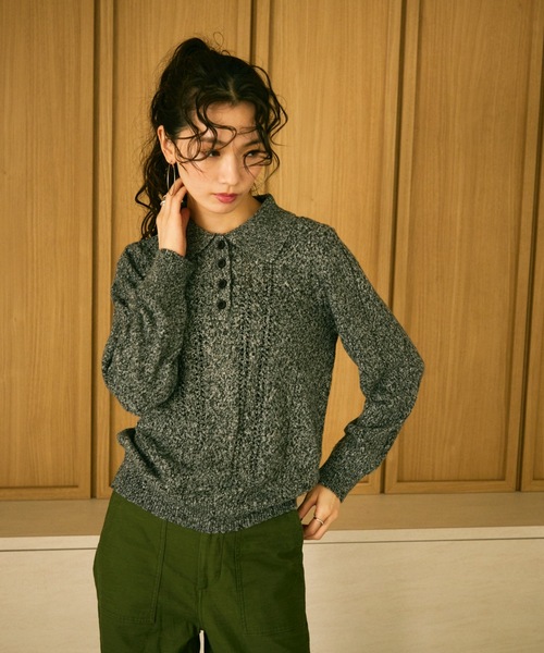 ニット セーター Mixed melange polo knit / ミックスメランジポロ