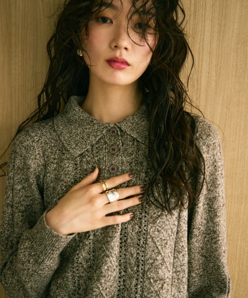 ニット セーター Mixed melange polo knit / ミックスメランジポロ