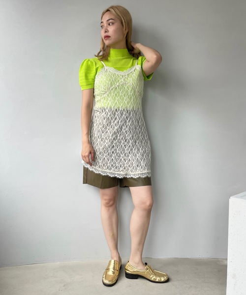 「SANSeLF」 半袖ニット FREE ネイビー レディース_画像2