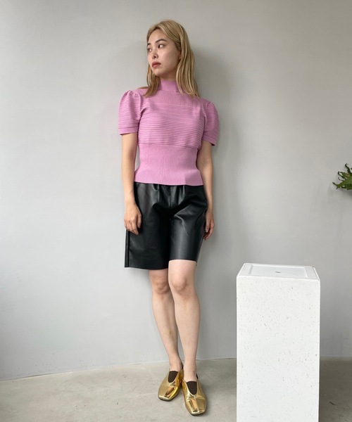 「SANSeLF」 半袖ニット FREE ネイビー レディース_画像8