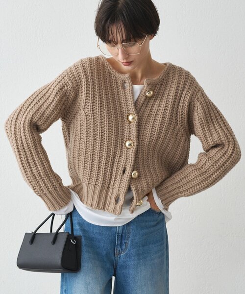 Loungedress（ラウンジドレス） ニット セーター ゴールドボタンニット