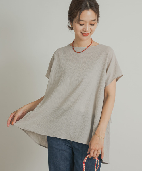 「URBAN RESEARCH DOORS」 半袖ブラウス MEDIUM チャコールグレー レディース_画像2