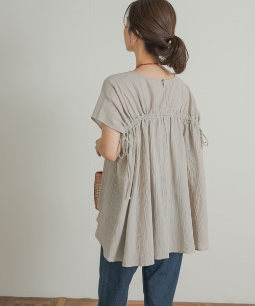 「URBAN RESEARCH DOORS」 半袖ブラウス MEDIUM チャコールグレー レディース_画像3