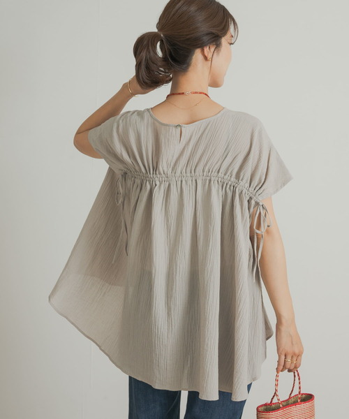 「URBAN RESEARCH DOORS」 半袖ブラウス MEDIUM チャコールグレー レディース_画像4