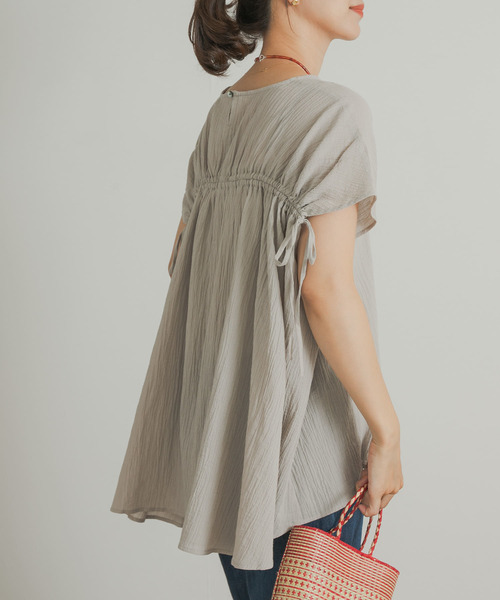 「URBAN RESEARCH DOORS」 半袖ブラウス MEDIUM チャコールグレー レディース_画像5
