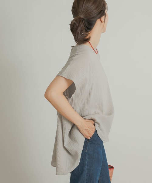 「URBAN RESEARCH DOORS」 半袖ブラウス MEDIUM チャコールグレー レディース_画像6