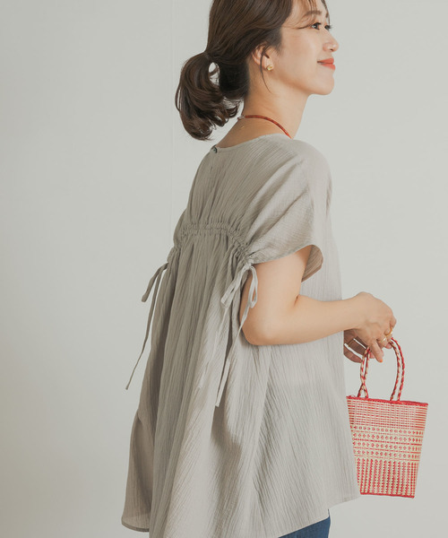 「URBAN RESEARCH DOORS」 半袖ブラウス MEDIUM チャコールグレー レディース_画像7