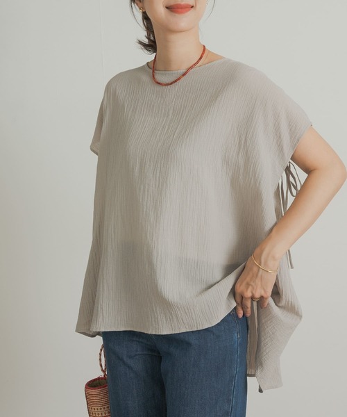 「URBAN RESEARCH DOORS」 半袖ブラウス MEDIUM チャコールグレー レディース_画像8