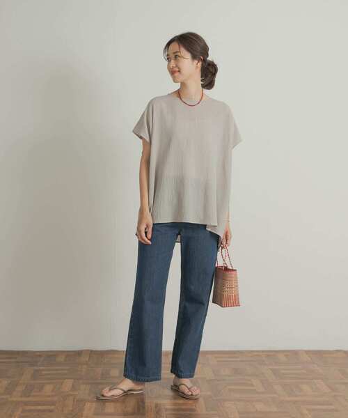 「URBAN RESEARCH DOORS」 半袖ブラウス MEDIUM チャコールグレー レディース_画像9