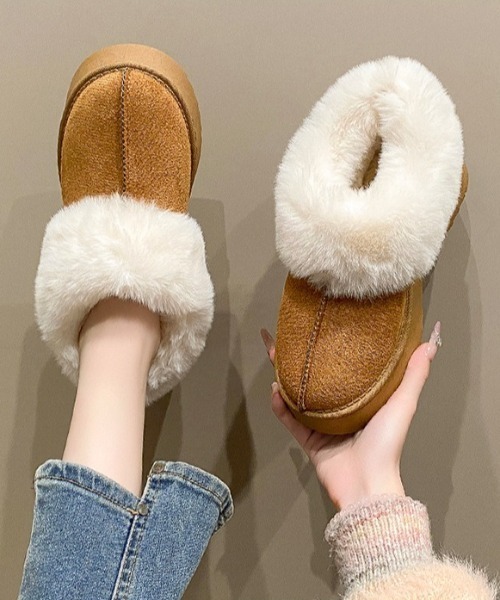 lilful ブーツ もこもこボア 厚底ムートンヒールブーツ レディース