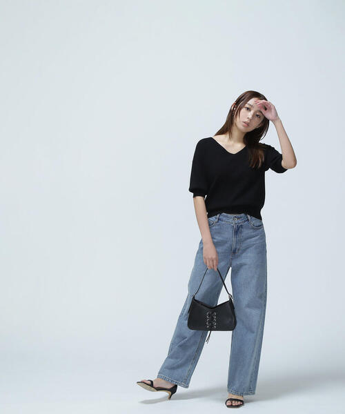 「NATURAL BEAUTY BASIC」 半袖ニット FREE ダークブルー レディース_画像7