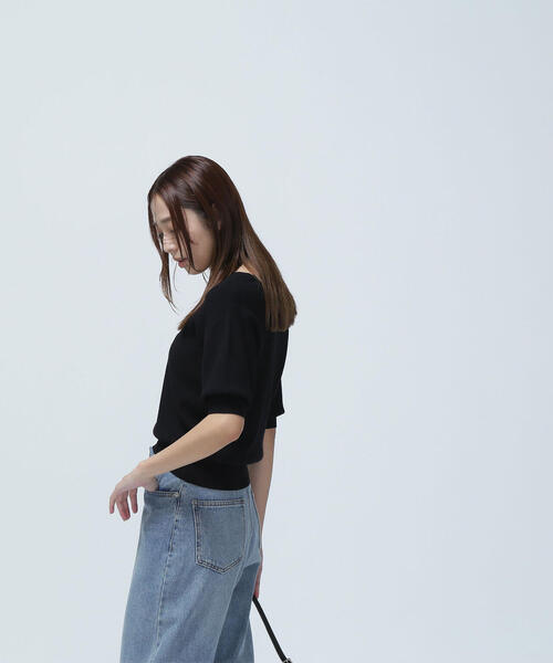 「NATURAL BEAUTY BASIC」 半袖ニット FREE ダークブルー レディース_画像9