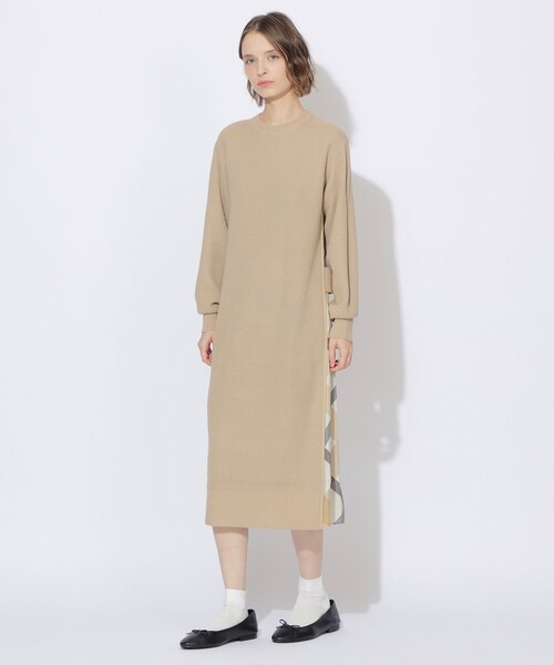 CB CRESTBRIDGE ワンピース サイドチェック切替ニットワンピース