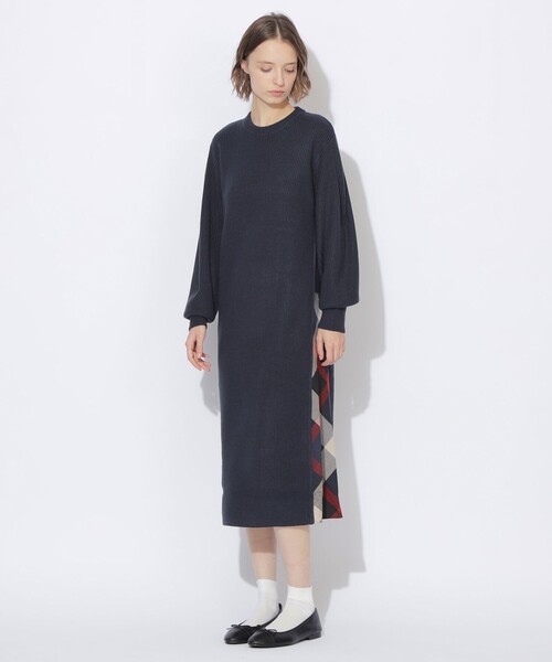 CB CRESTBRIDGE ワンピース サイドチェック切替ニットワンピース