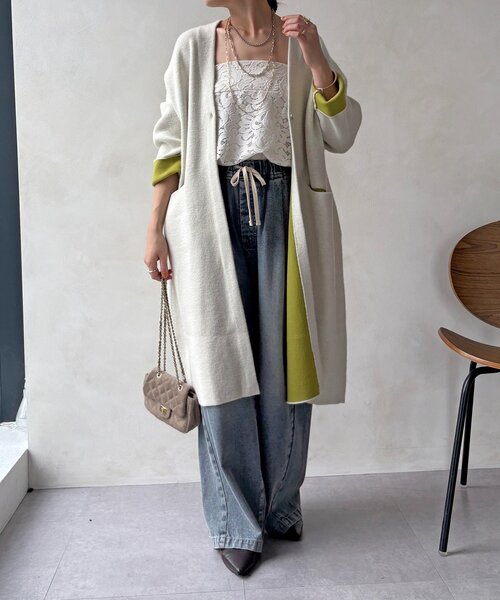 DouDou（ドゥドゥ） カーディガン ダブルフェイスニットガウン