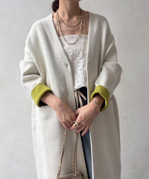 DouDou（ドゥドゥ） カーディガン ダブルフェイスニットガウン
