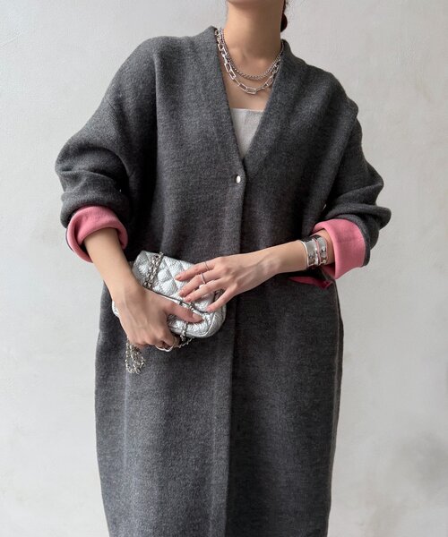 DouDou（ドゥドゥ） カーディガン ダブルフェイスニットガウン