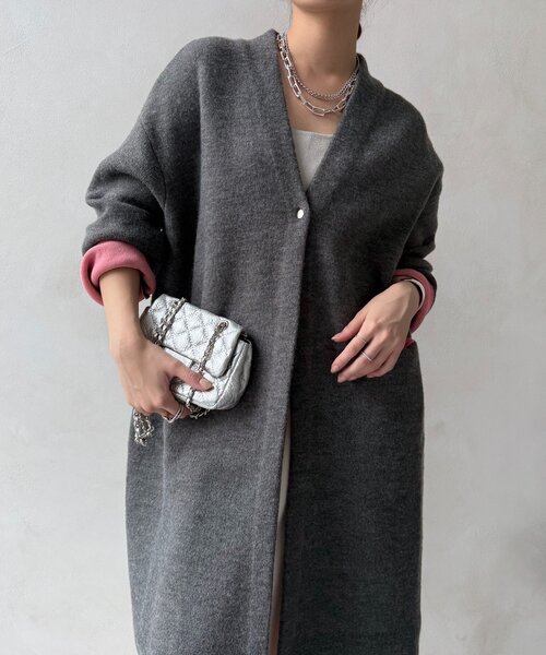 DouDou（ドゥドゥ） カーディガン ダブルフェイスニットガウン