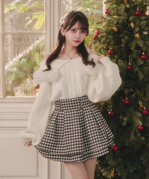 Pal elfy ニット セーター ハートケーブルオフショルニット レディース