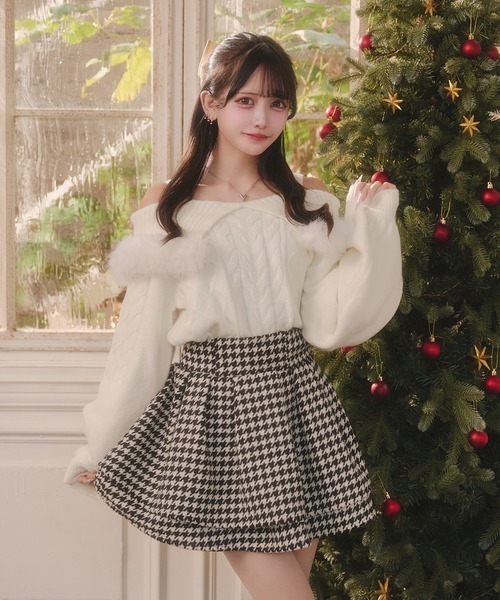 Pal elfy ニット セーター ハートケーブルオフショルニット レディース