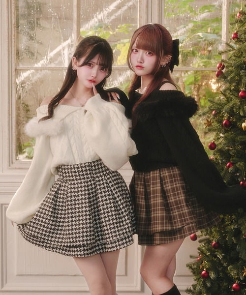 Pal elfy ニット セーター ハートケーブルオフショルニット レディース