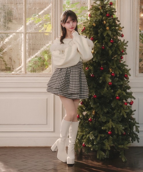 Pal elfy ニット セーター ハートケーブルオフショルニット レディース