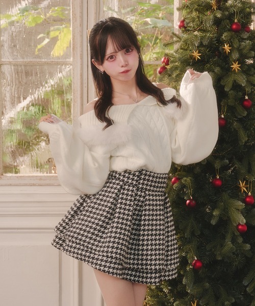 Pal elfy ニット セーター ハートケーブルオフショルニット レディース