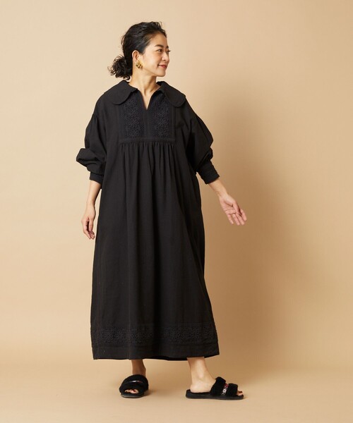 Freada（フリーダ） 長袖ワンピース フリ- ホワイト レディース