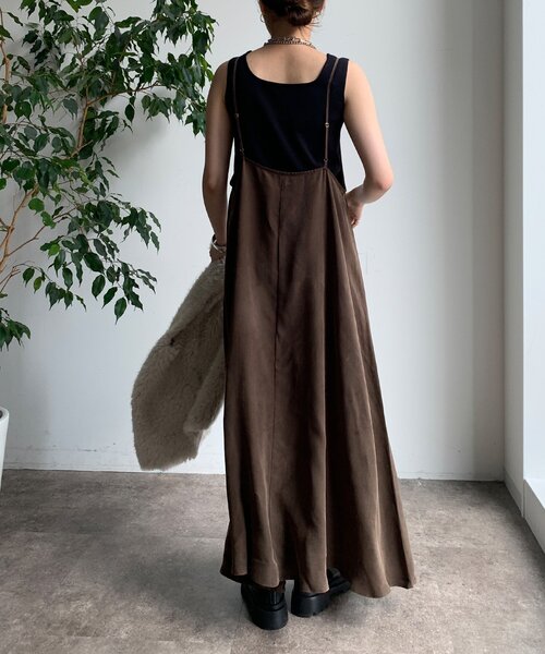 「DouDou」 キャミソールワンピース FREE ブラウン レディース_画像5