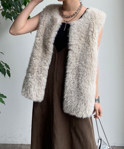 「DouDou」 キャミソールワンピース FREE ブラウン レディース_画像6