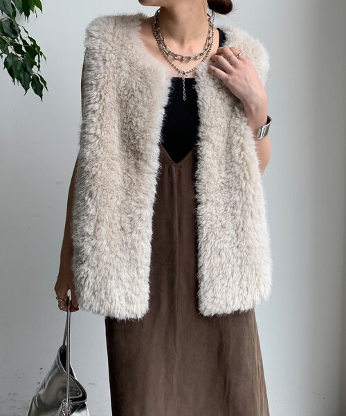 「DouDou」 キャミソールワンピース FREE ブラウン レディース_画像7