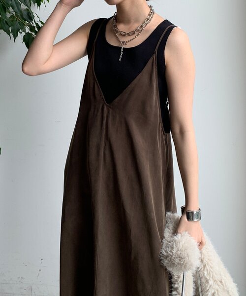 「DouDou」 キャミソールワンピース FREE ブラウン レディース_画像8