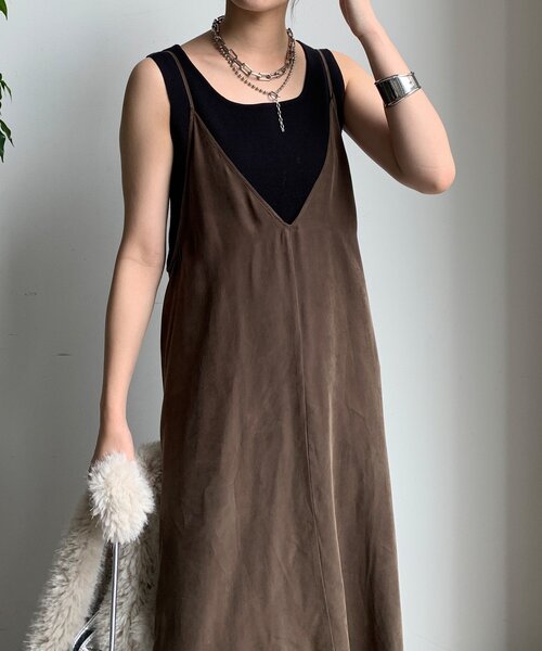「DouDou」 キャミソールワンピース FREE ブラウン レディース_画像9