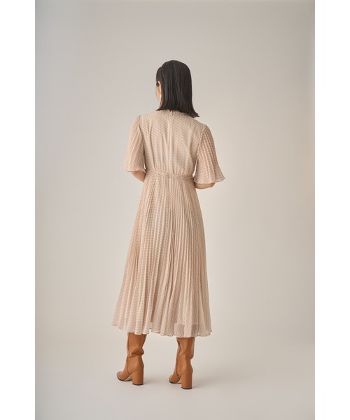 美品✨セルフォード プリーツワンピース ロング ベージュ ドレス 上品38 CELFORD（セルフォード） 長袖ワンピース 38 ベージュ レディース