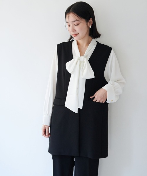 anyfee ベスト ジレ 「anyfee/大きいサイズ」ニットジョーゼット