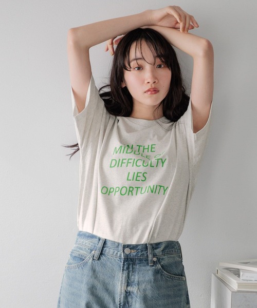 「LOWRYS FARM」 半袖Tシャツ FREE チャコールグレー レディース_画像6