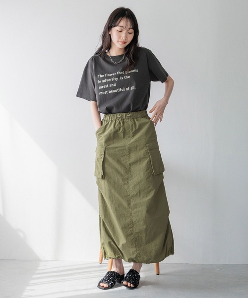 「LOWRYS FARM」 半袖Tシャツ FREE チャコールグレー レディース_画像7