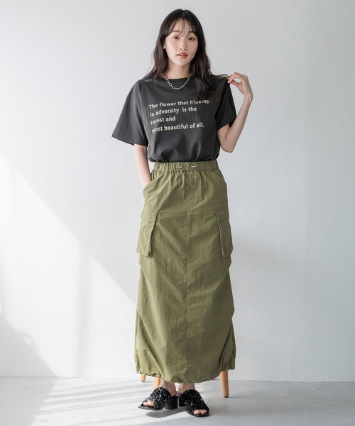 「LOWRYS FARM」 半袖Tシャツ FREE チャコールグレー レディース_画像8