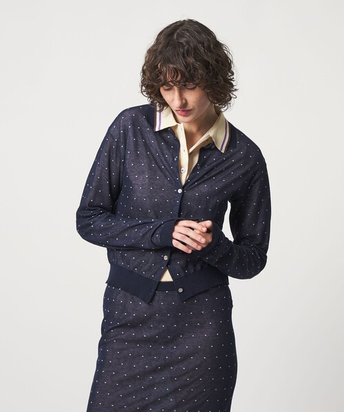 ＜6(ROKU)＞COTTON STRIPE CARDIGAN/カーディガン 6（ロク）の「＜6(ROKU)＞COTTON STRIPE CARDIGAN/カーディガン
