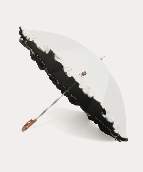 完売品　ポロベア　ラルフローレン　晴雨兼用日傘　スカラフリルワンポイントPOLO POLO RALPH LAUREN 【WEB限定】晴雨兼用折りたたみ日傘 長折 スカラ
