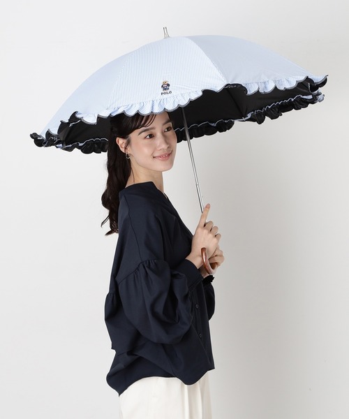 POLO　ポロラルフローレン　晴雨兼用　雨傘　日傘　長傘　フリル　騎士　ロゴ POLO RALPH LAUREN（ポロ・ラルフローレン） 傘 「WEB限定」 遮光 晴雨